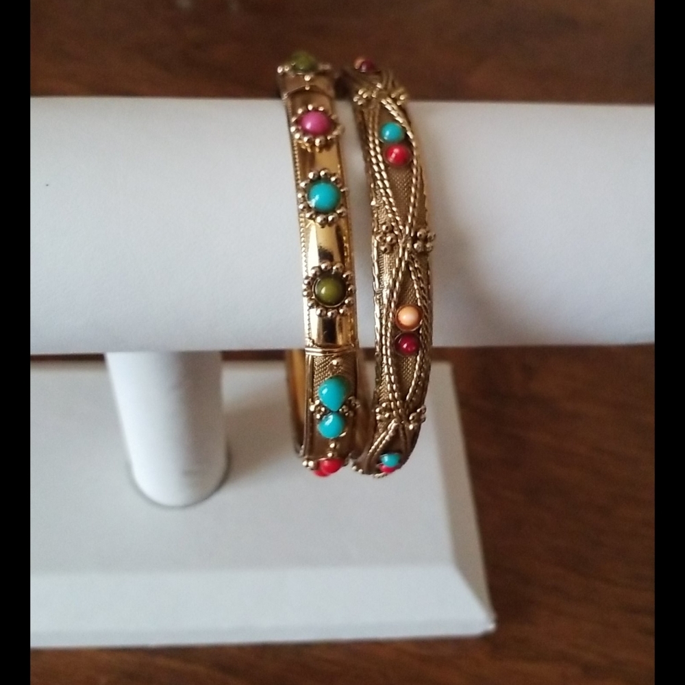 2 Beautiful Cuff Slip On Bracelets Bangle - Picture 6 of 12